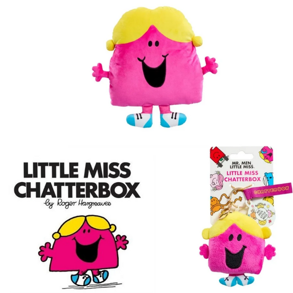 Little Miss Chatterbox Keychain, Book and Cushion Gift Set